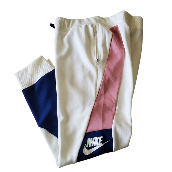Nike Retro Streetwear Joggers Off White, Blue and Mauve Size Med - Picture 1 of 14